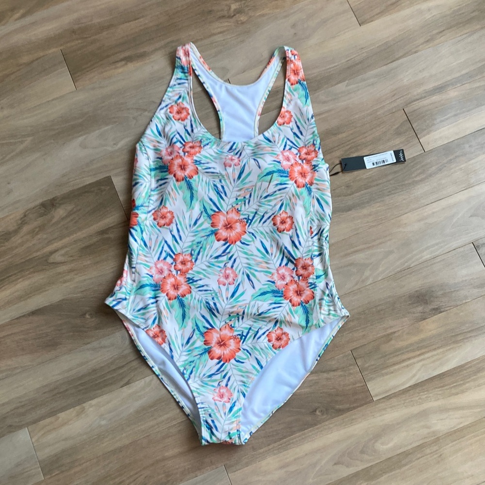 Nicole Miller One piece racerback Swimsuit Bellini blossom floral printed 2X - Picture 10 of 14